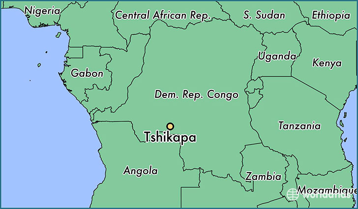 map showing the location of Tshikapa