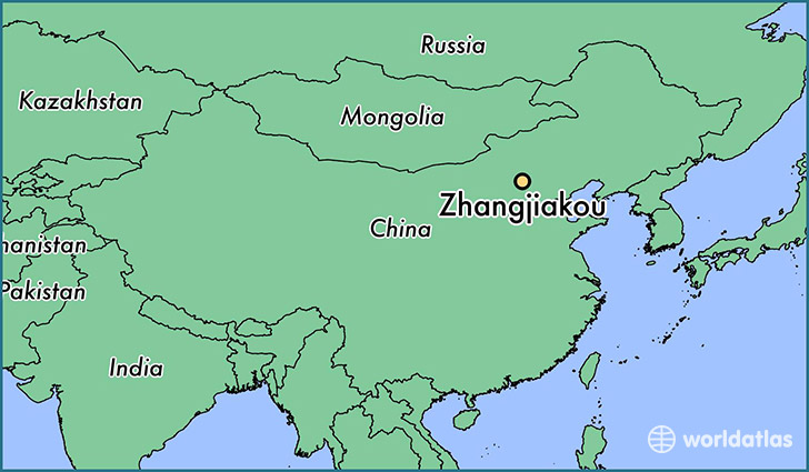 map showing the location of Zhangjiakou