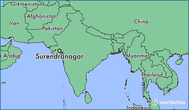 map showing the location of Surendranagar