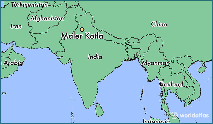 map showing the location of Maler Kotla