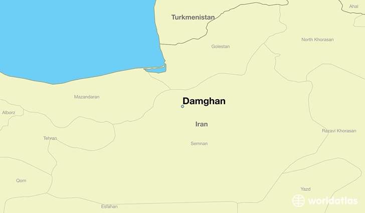 map showing the location of Damghan
