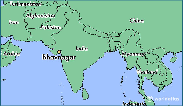 map showing the location of Bhavnagar