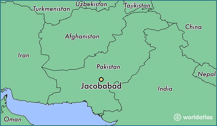 map showing the location of Jacobabad