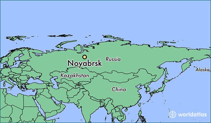 map showing the location of Noyabrsk