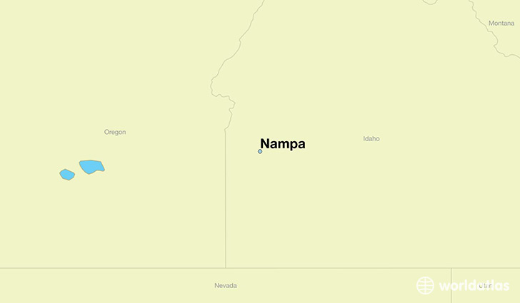 map showing the location of Nampa