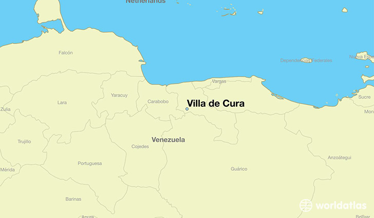 map showing the location of Villa de Cura