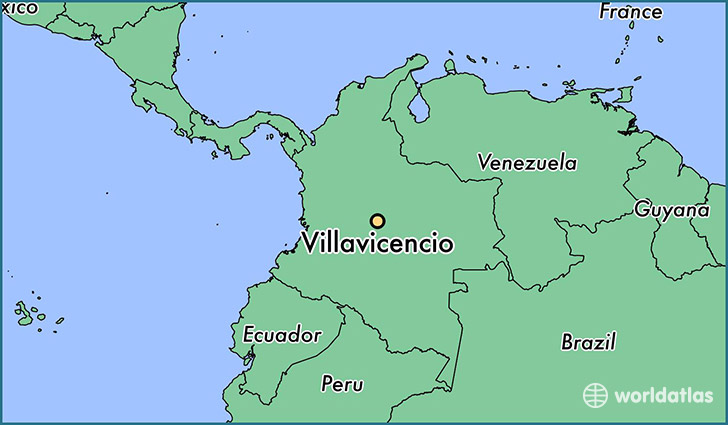 map showing the location of Villavicencio