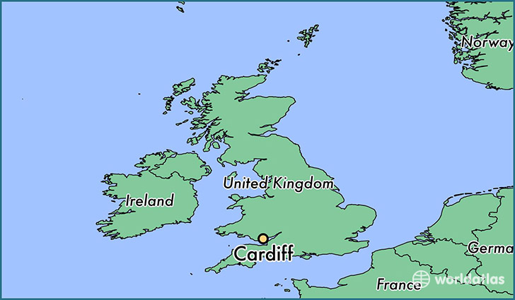 map showing the location of Cardiff