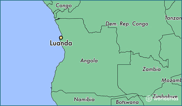 map showing the location of Luanda