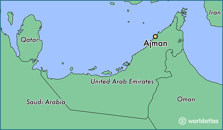 map showing the location of Ajman