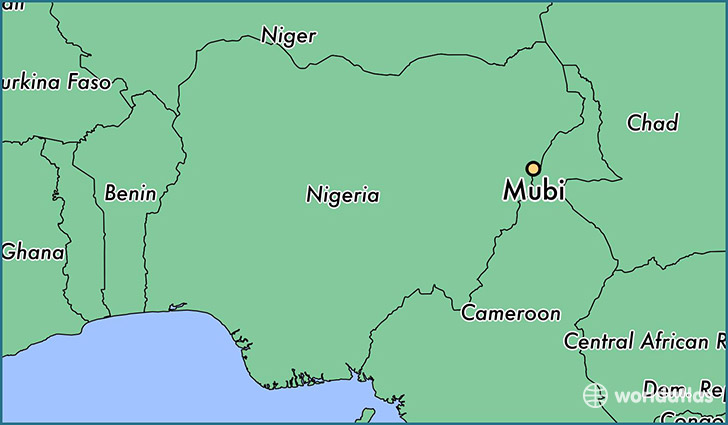 map showing the location of Mubi