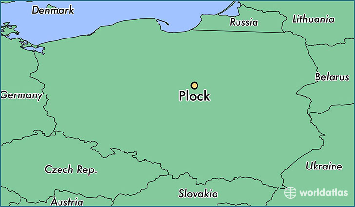 map showing the location of Plock