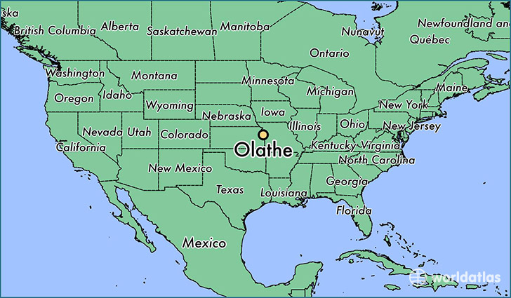 map showing the location of Olathe