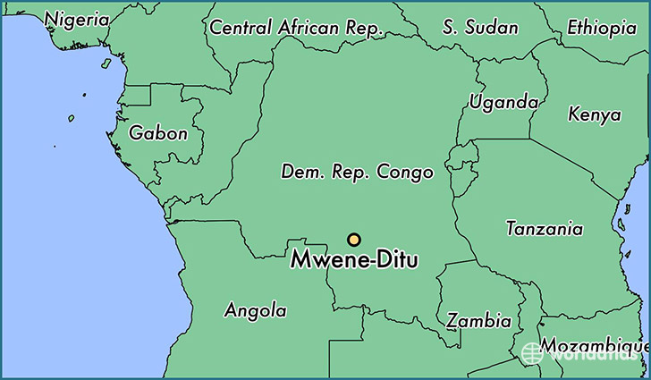 map showing the location of Mwene-Ditu