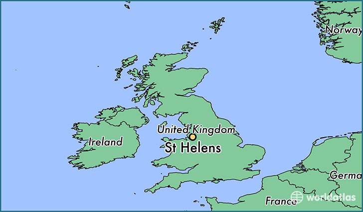 map showing the location of St Helens