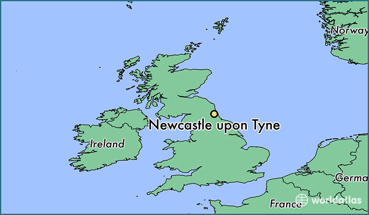 map showing the location of Newcastle upon Tyne