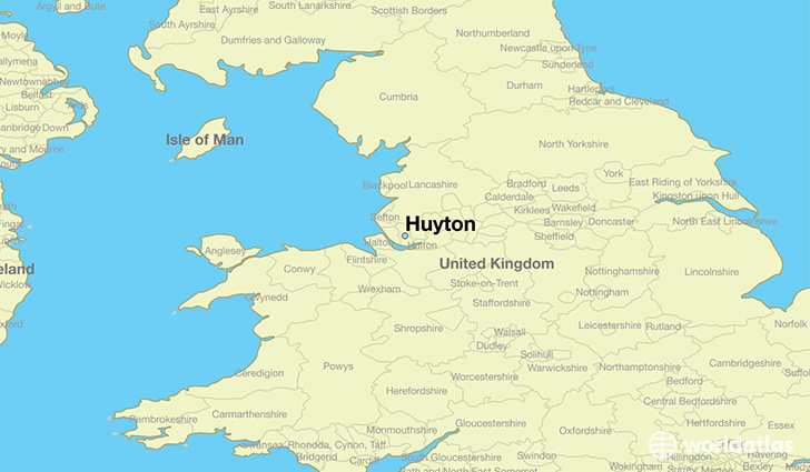 map showing the location of Huyton