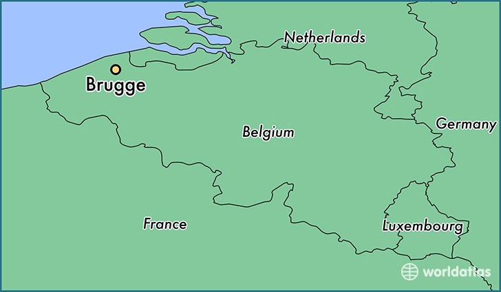 map showing the location of Brugge