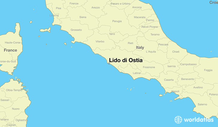 map showing the location of Lido di Ostia