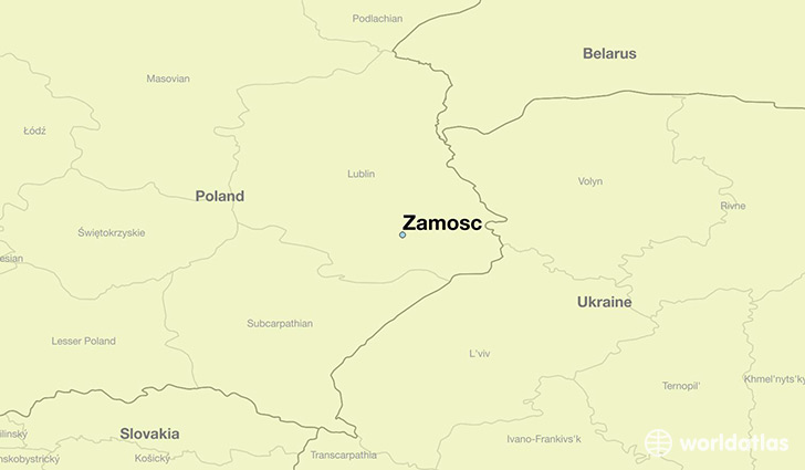 map showing the location of Zamosc