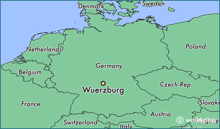 map showing the location of Wuerzburg