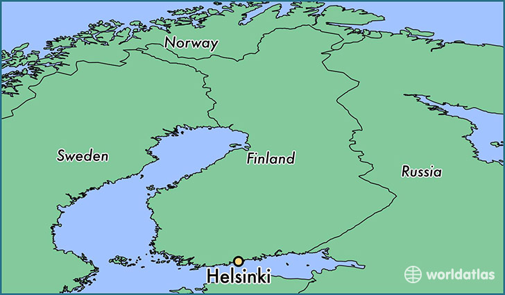 map showing the location of Helsinki