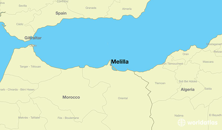 map showing the location of Melilla