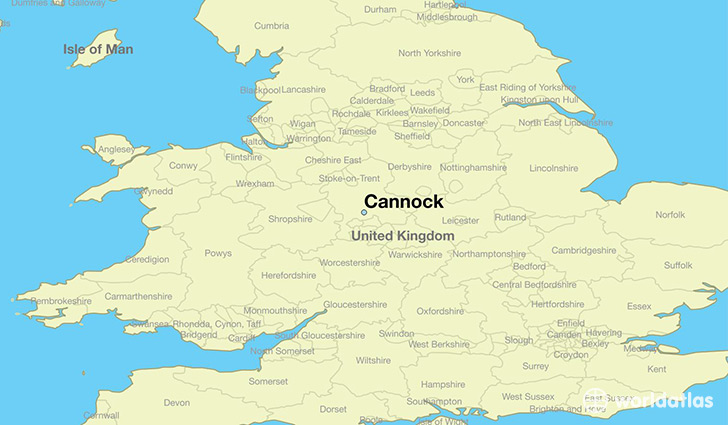 map showing the location of Cannock