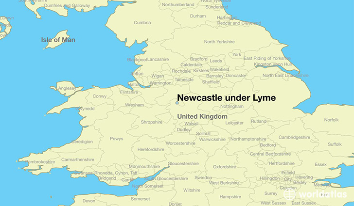 map showing the location of Newcastle under Lyme