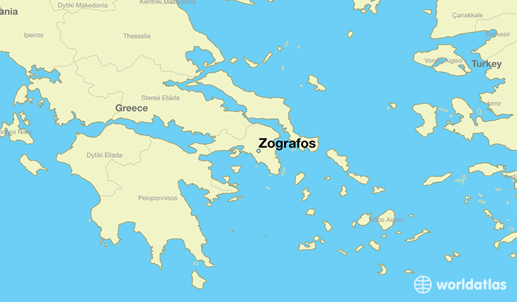 map showing the location of Zografos