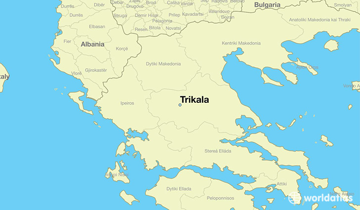 map showing the location of Trikala
