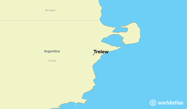 map showing the location of Trelew