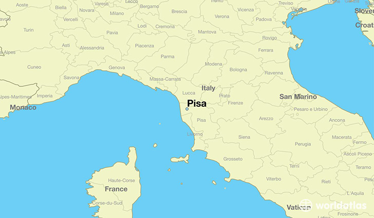 map showing the location of Pisa