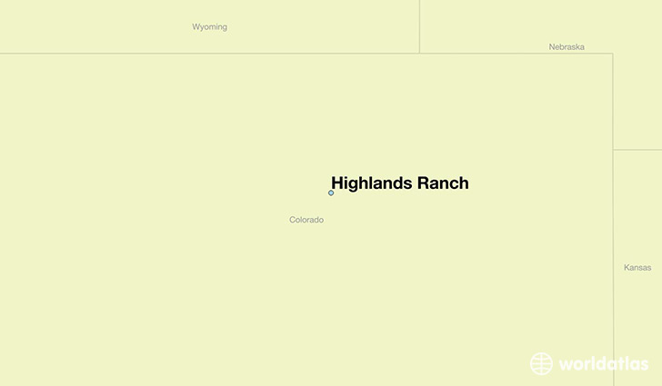 map showing the location of Highlands Ranch