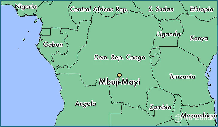 map showing the location of Mbuji-Mayi
