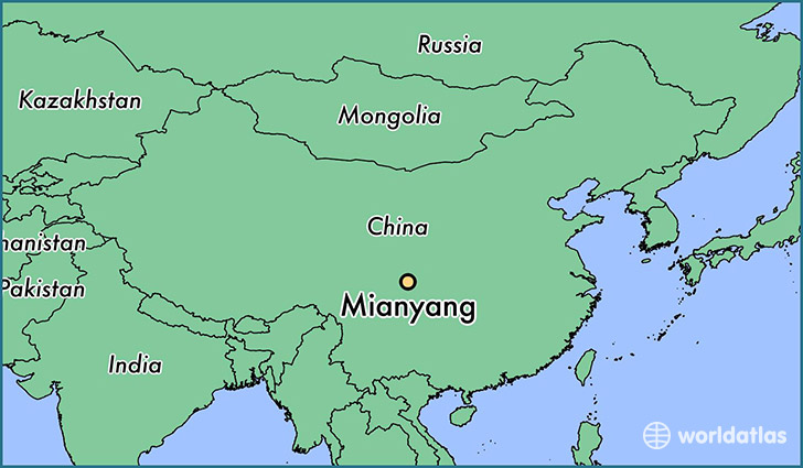 map showing the location of Mianyang