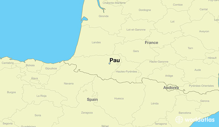 map showing the location of Pau