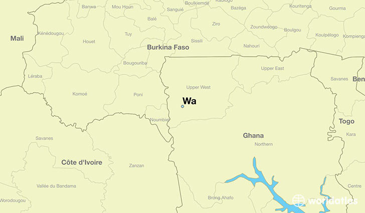 map showing the location of Wa