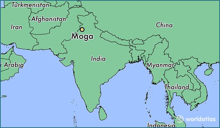 map showing the location of Moga