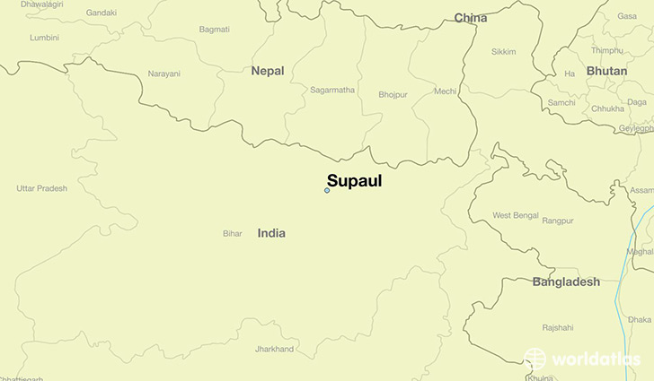 map showing the location of Supaul