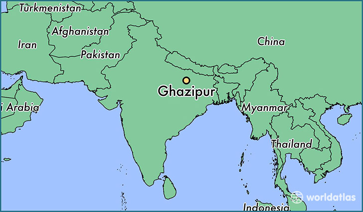 map showing the location of Ghazipur