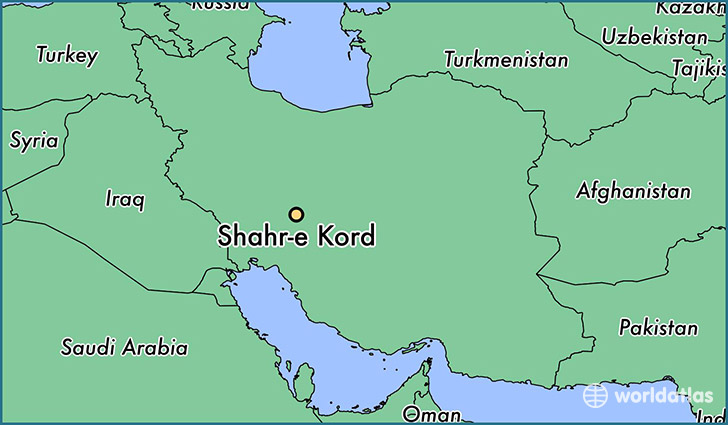 map showing the location of Shahr-e Kord