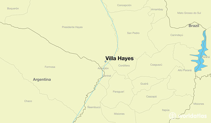 map showing the location of Villa Hayes