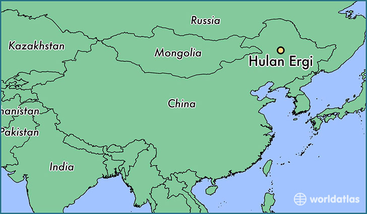 map showing the location of Hulan Ergi