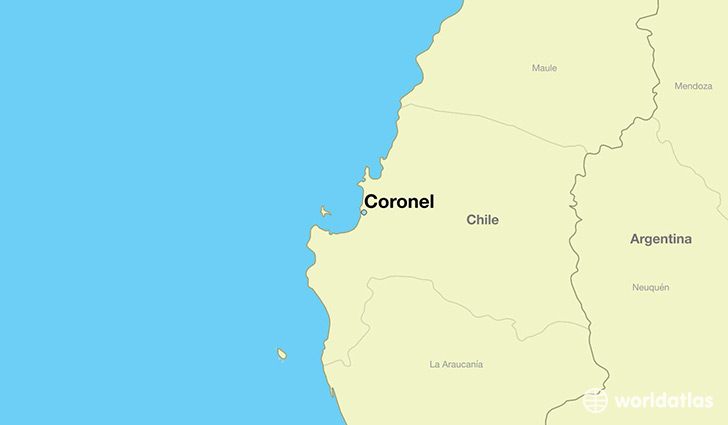 map showing the location of Coronel
