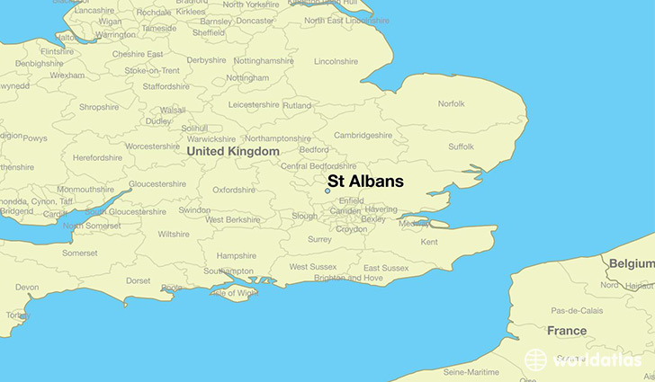map showing the location of St Albans