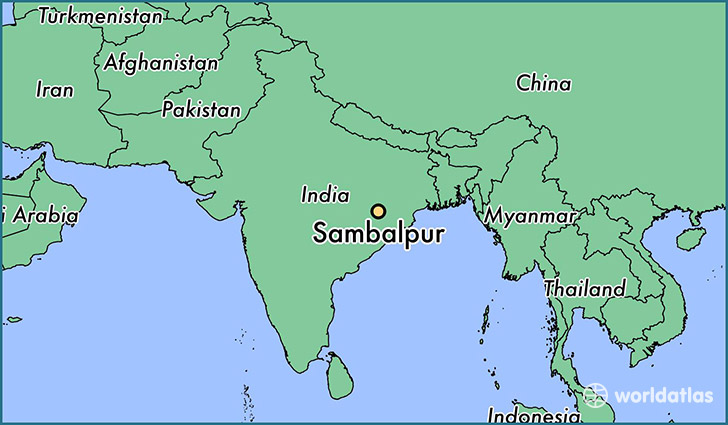 map showing the location of Sambalpur