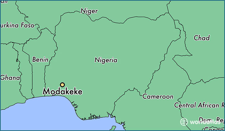 map showing the location of Modakeke