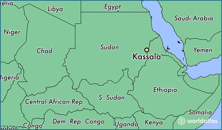 map showing the location of Kassala