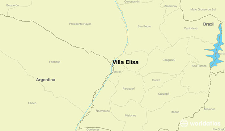 map showing the location of Villa Elisa